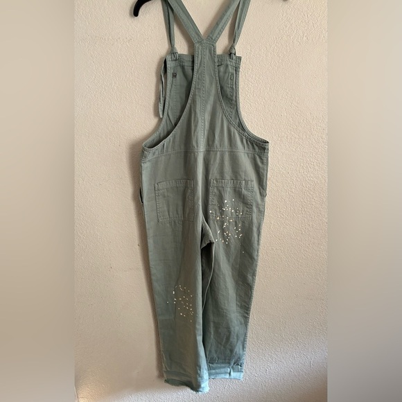 Aerie Women's Werk Play Twill Pain Splatter Green Overalls XS - Picture 9 of 16